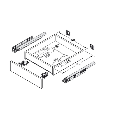 Blum Movento Vollauszug, mit Tip-on - Blumotion, 70kg, NL 550 mm