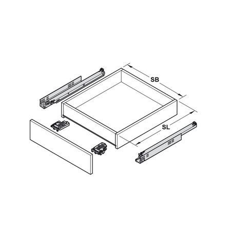 Blum Tandem Vollauszug, ohne Blumotion, 30kg, NL 380 mm