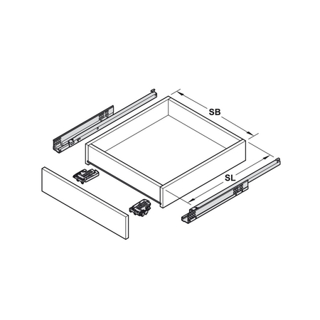 Blum Tandem Teilauszug, ohne Blumotion, 30kg, NL 400 mm